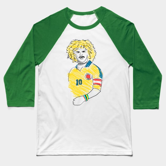 Carlos Valderrama Baseball T-Shirt by juanc_marinn